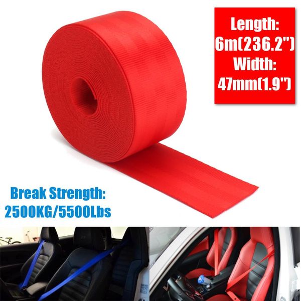 

universal 6m seat belt webbing strap strong car seat safety belt backpack straps strengthen 2500kg polyester fiber