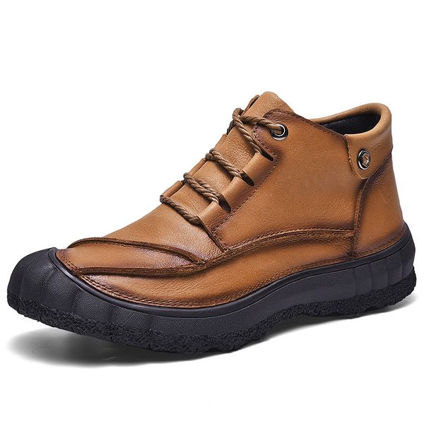 

outdoor casual leather shoes plus cotton warm hiking shoes large size wear-resistant cotton-padded cowhide dad hikin
