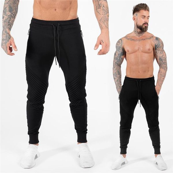 

designers mens sport pants fashion long skinny sport pants casual trousers slim running pants with pockets, Black
