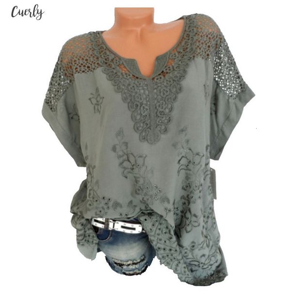 

2020 summer short sleeve womens blouses and loose white lace shirt plus size 4xl 5xl women casual clothes