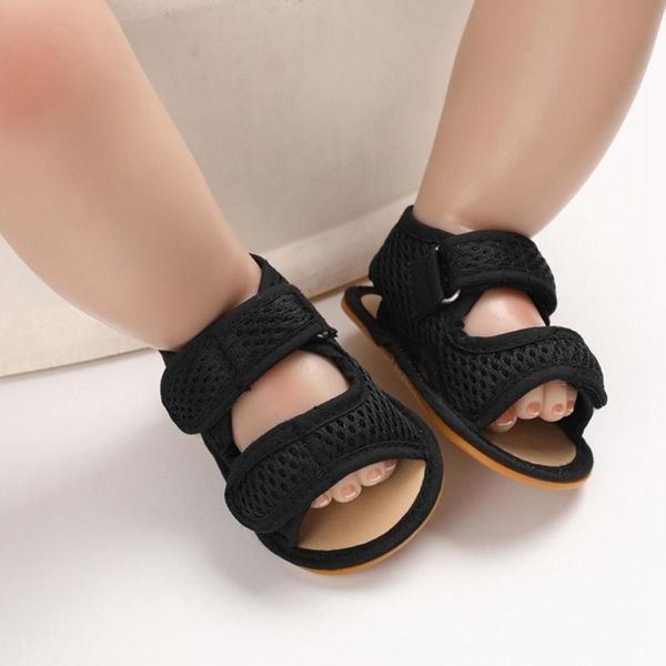 

summer baby boys girls breathable anti-slip soft soled sandals, Black;red