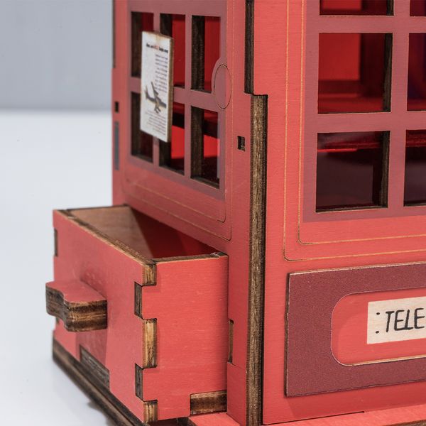 

robotime 3d diy phone booth shape brush pen holder puzzle game steam toy gift for children tg13 y200414