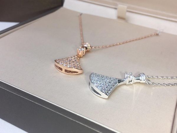 

fahmi full diamond skirt women's elegant necklace diva skirt series necklace custom pseudo gold plating 18k rose gold simulation drill, Silver