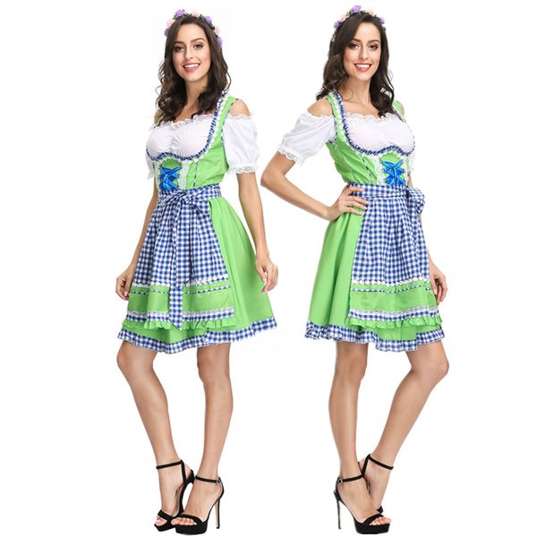 

oktoberfest costume beer girl cosplay costume german wench dirndl fancy dress halloween, Black;red