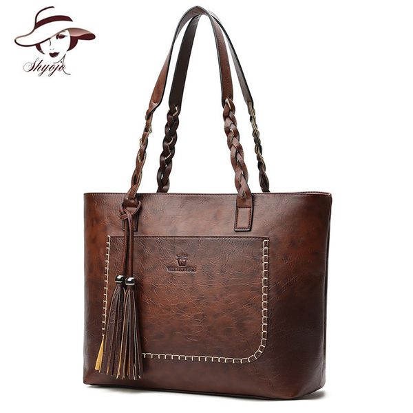 

2019 large capacity women shoulder bag vintage bolsos new ladies messenger bag tassel leather crossbody handbags