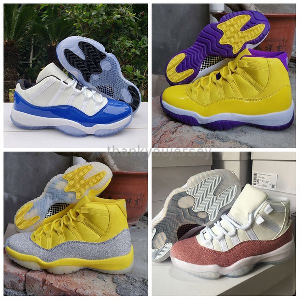 

11 wmns metallic silver women men basketball shoes sneakers jumpman 11s white pink vast grey glitter basket ball sport shoes size 13