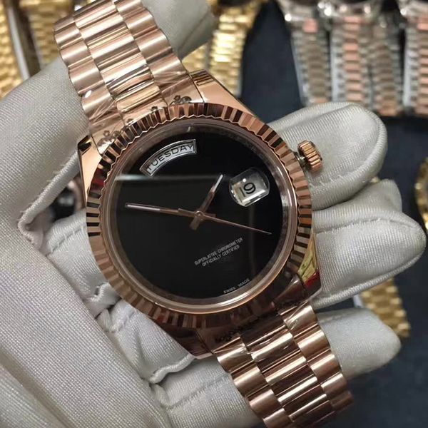 

new 228235 daydate a2813 automatic mens watch rose gold black dial stainless steel bracelet sale 9 colors hi_watch 09e5, Slivery;brown