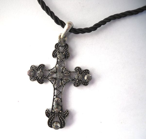 

fashion jewelry vintage necklace rope cross hollow out pendant necklace, Silver