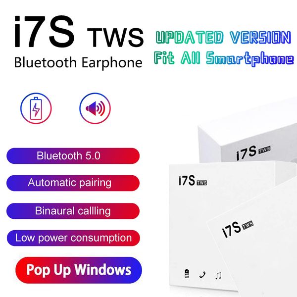 

pop up window i7 i7s tws wireless earbuds bluetooth v5.0 headphones binaural call mini headsets twins earphones with charging case