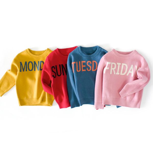 

детские трикотажные свитера неделя слов с длинным рукавом пуловер детские мальчики свитера весна осень детский tops 90-140cm, Blue