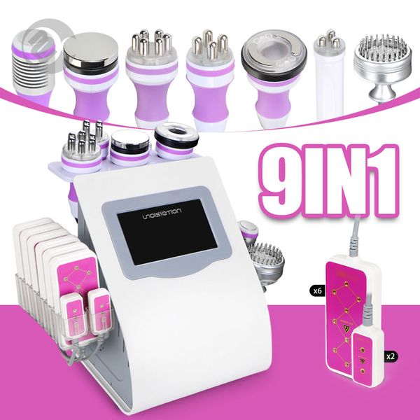 

super 9in1 40k cavitation ultrasonic slimming machine radio frequency vacuum suction lifting microcurrent body contouring equipment salon