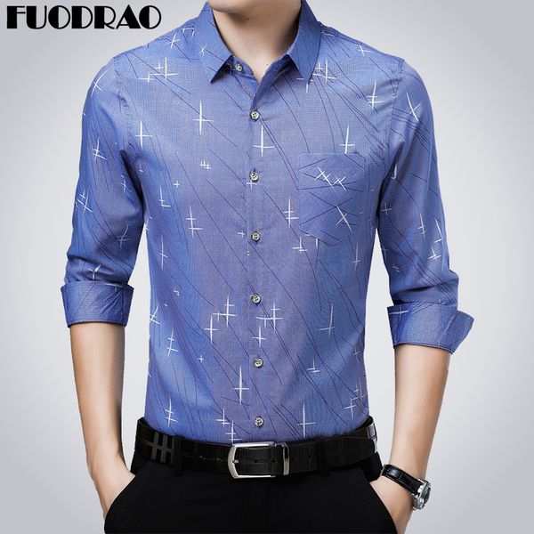 

2020 new print casual shirts men slim fit male social shirt spring long sleeve camisa masculina men clothing e065, White;black