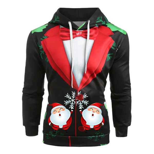 

ugly christmas man xmas shirt 3d printed santa leisure long sleeve hoodie shirt 2019 support wholesale dropshipping, Black