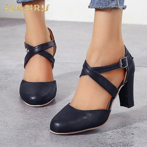 

sarairis 2020 dropship spike high heels summer sandals woman shoes buckle strap office&career shoes women sandals, Black