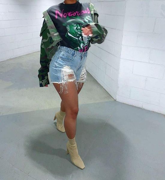 

hole ripped fringe denim shorts high waist jeans streetwear bodycon skinny short pants summer 2020 new, White;black