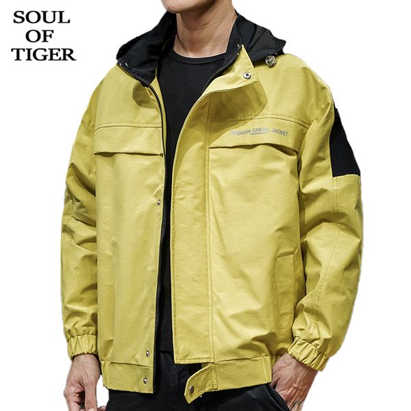 

душа тигра 2020 корейский новый бренд весенняя мода мужчины печатные уличные куртки мужские старинные пальто с капюшоном повседневная свобод, Black;brown