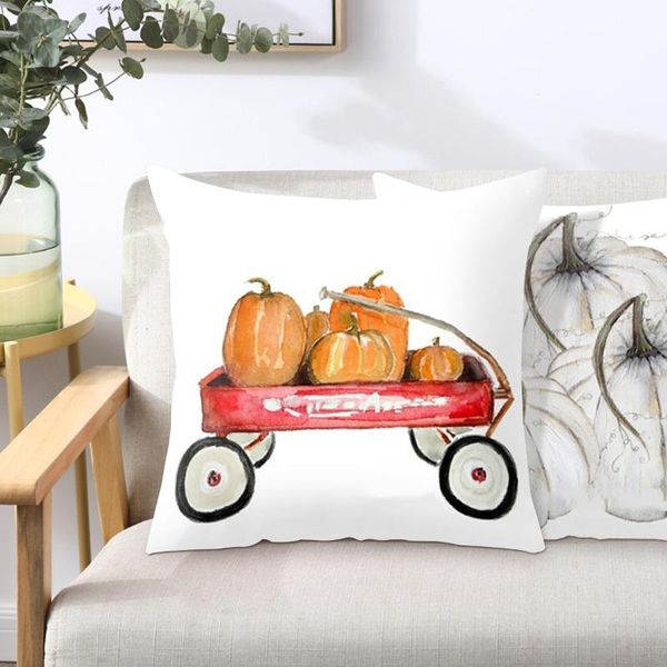 

watercolor pumpkin peach skin pillowcase pillow cushion lumbar pillow cover for sofa chair seat car cushion cover decor case