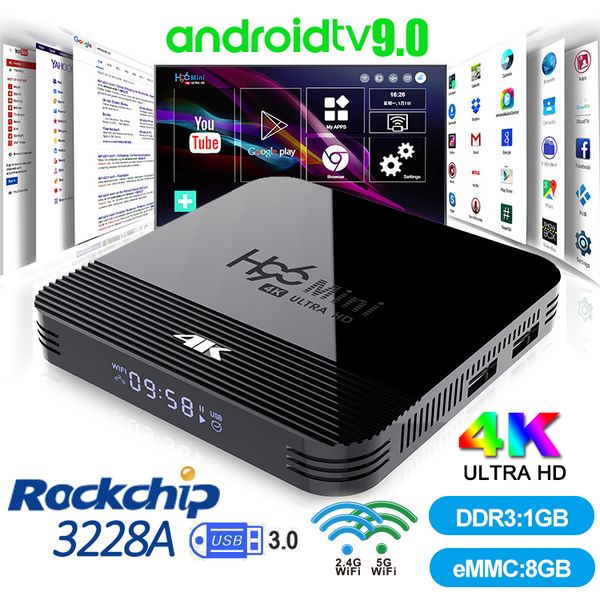 

New android 9 0 tv box rockchip rk3228a h96 mini h8 4k 2 4 5ghz dual wifi bt4 0 mart tv et box