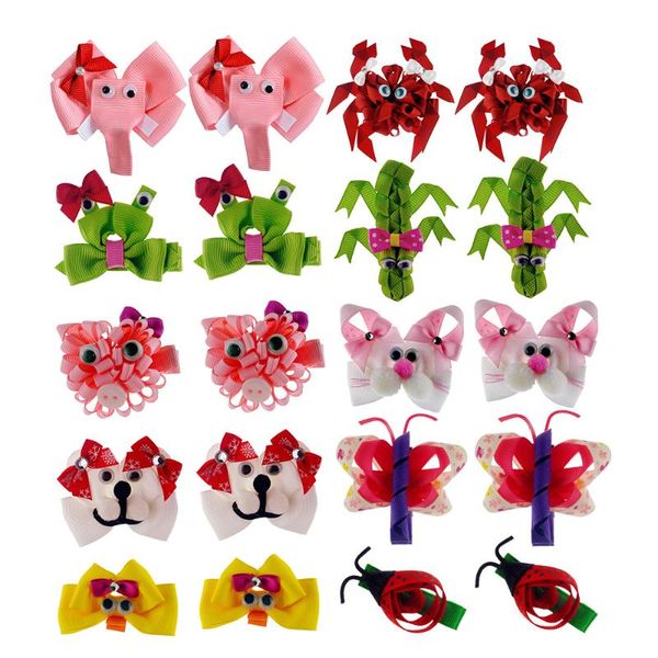 

tiny ribbon sculpture hairbows clip barrettes  pcs assorted animal shape mini hair bow clips for little girls teens kids child, Slivery;white