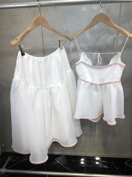 

women luxury suits beading camis + skirt 2 piece sets ddxgz2 5.24, White