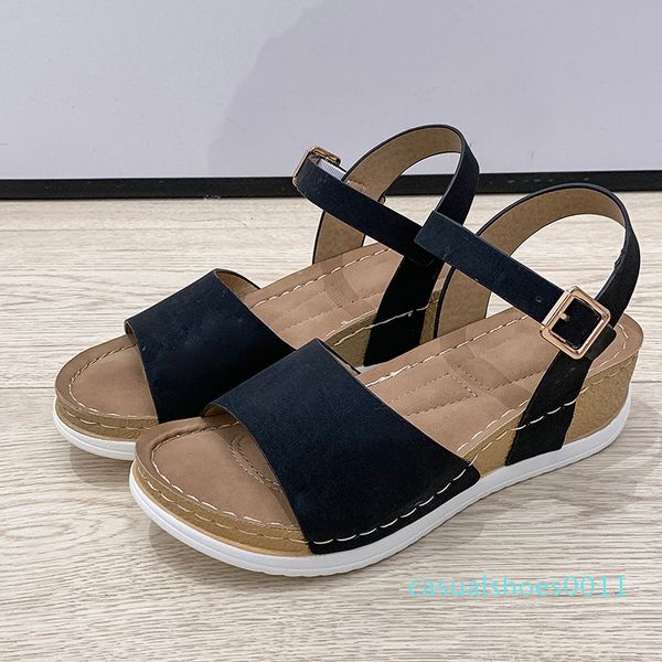 

2020 leopard womens wedge sandals espadrilles women sandals open toe flip flop chaussures femme platform shoes for women c11, Black