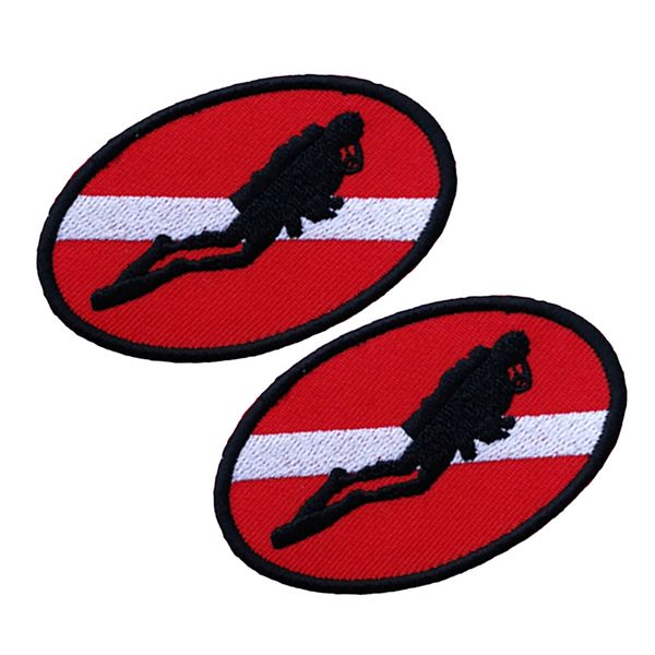 

2x ellipse scuba diving dive flag patch embroidered iron on emblem souvenir