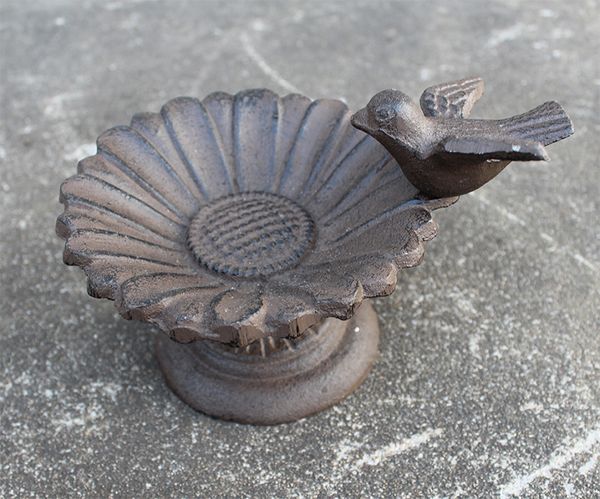 2020 Cast Iron Sunflower Bird Feeder Garden Stand Birdbath Bath