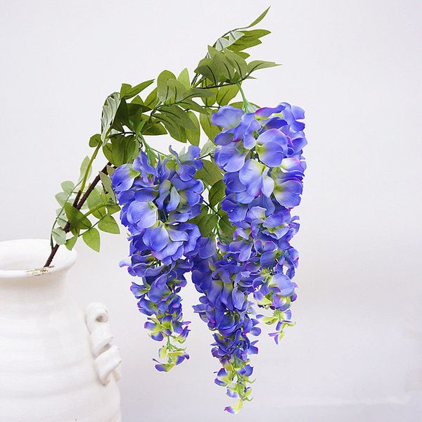 

long stem 3heads artificial wisteria flowers branch for wedding party decoration silk+plastic rattan flores garden decor wreath