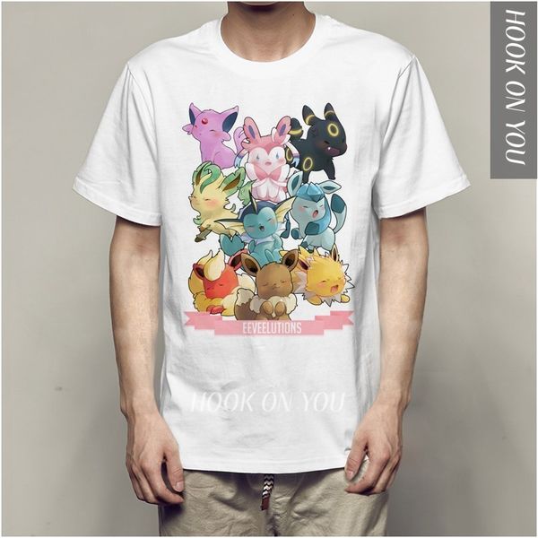 

cartoon comic pocket monster pets small spirit than kaqiu man short sleeve t shirt men and women fund, White;black