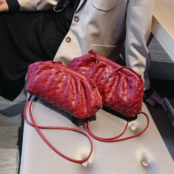 

solid color pu woven designer crossbody bags for women brand female shoulder messenger bag lady elegant clutch party handbags