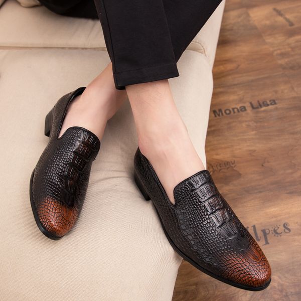 

men loafers shoes fashion slip on leather loafers casual drivin shoes men dress breathable men's flats moccasins, Black