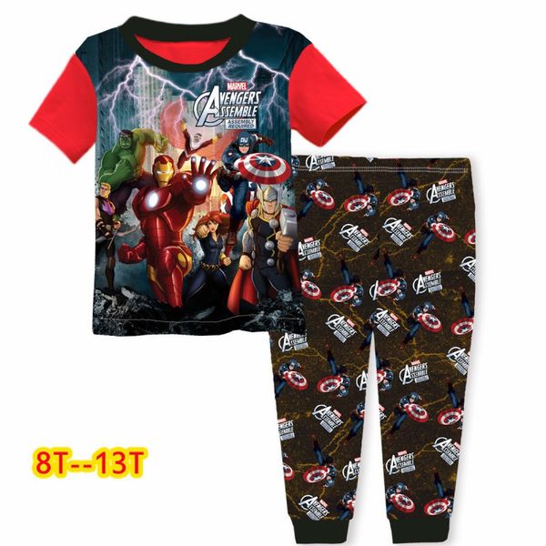 

wholesale kids pajamas children sleepwear baby pajamas sets boys girls pyjamas pijamas cotton nightwear clothes 8-13y, Blue;red