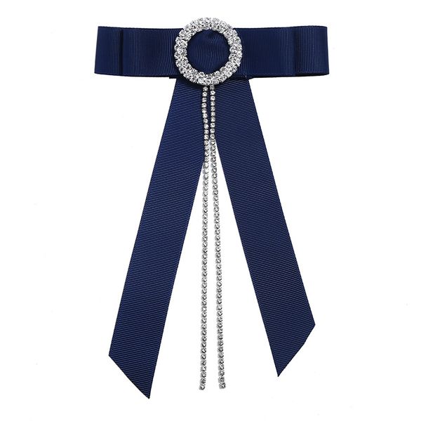 

europeans and americans exaggerated bows with drill fringed collar popular brooch accessories for cross-border, Black;blue