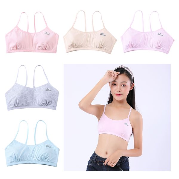 

5 pieces teen bra girls soft breathable training bra vest seamless wireless, Red;black