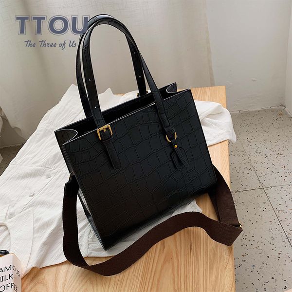 

ttou mode stone patroon tote tas retro grote capaciteit vrouwen casual hoge kwaliteit lederen handtassen dames schoudertassen 2019