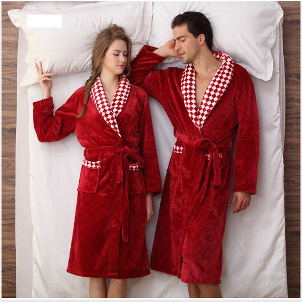 

autumn winter thickening flannel robe coral fleece bathrobe lengthen men plus size long-sleeve sleepwear nightgown warm, Black;brown