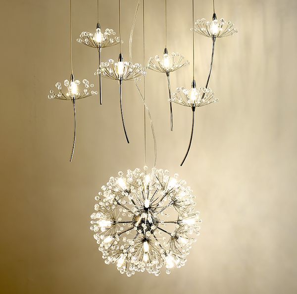 

europe crystal chandelier dandelion clothing shop restaurant livingroom g4 led lighting stairs droplight american flower lamp