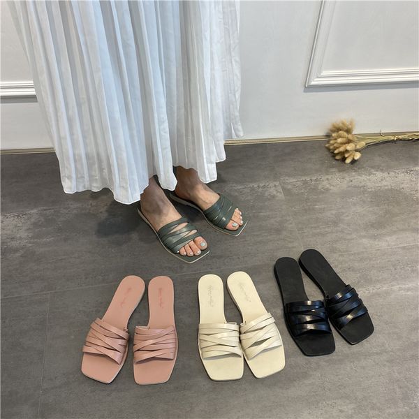 

slippers casual rubber flip flops shoes for girls slides cross-tied hawaiian lady soft summer flat basic fabric rome, Black