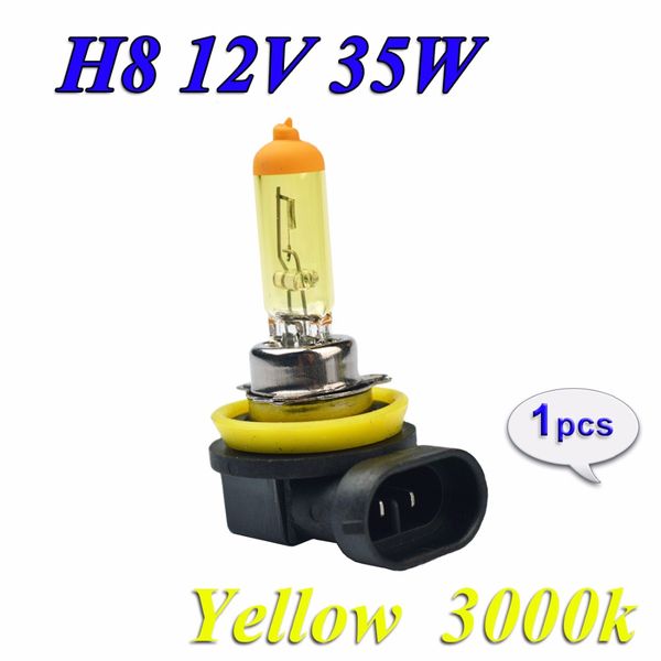 

hippcron 1 piece yellow h8 12v 35w pgj19-1 halogen lamp 3000k car halogen lamp quartz glass auto fog light ing