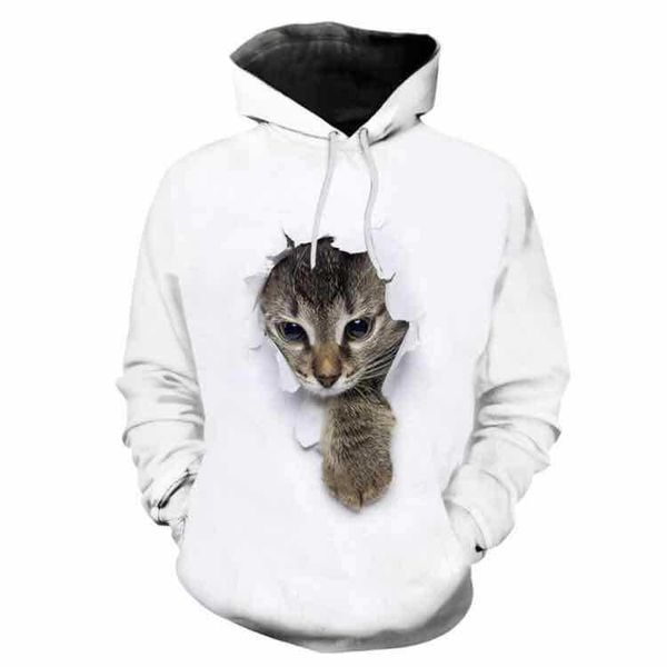 

men's sweater with 3d cat pattern long sleeve hedging, Black