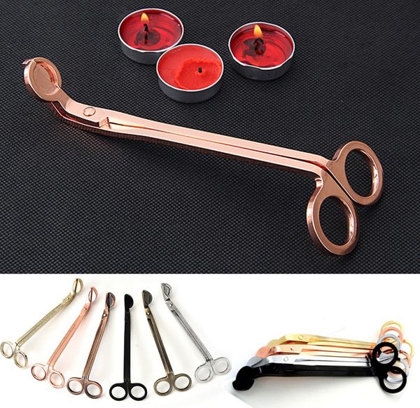 

18*6cm stainless steel candle wick trimmer oil lamp trim scissor tijera tesoura cutter snuffer tool hook clipper 6colors