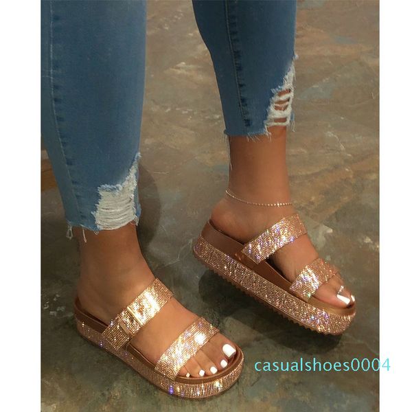 

2020 summer fashion women shoes woman platform sandals slippers slides with buckle ladies slippers thick sole female c44, Black