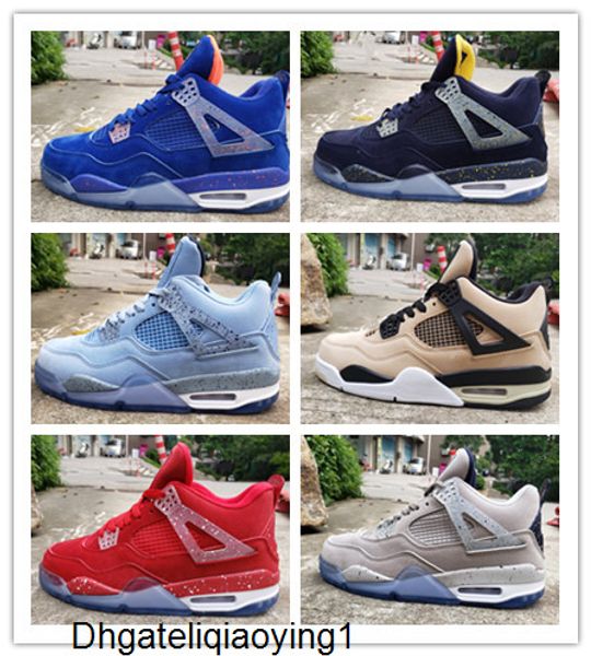 

new 4 iv blue red white grey low men basketball shoes sports sneakers 4s trainers outdoor wholesale size 7-13, Black
