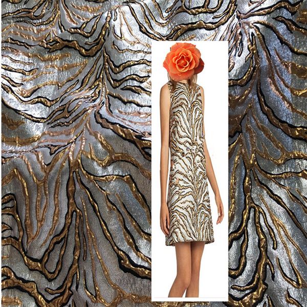 

saskia zebra pattern jacquard fabric, brocade fabric, gold dress dress manual diy, Black