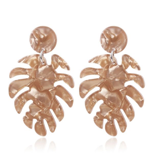 

women dangle earring leaf leaves shape eardrops summer vacation europe and america acetic acid board earrings for girls, Silver