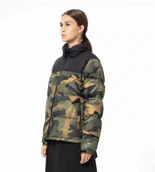 

new north field camouflage down jacket, both men's and women's digital print, hidden hat tn fc7 detachable, warm and waterproof m, Black