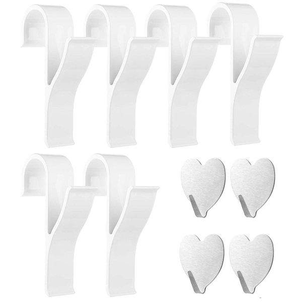 

6pcs hangers 4pcs stainless steel self adhesive hooks home kitchen wall door holder hook for hanging towels #t5p