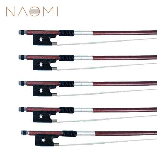 

naomi 5 pcs violin bow carbon fiber bow 4/4 violin fiddle bow ebony frog brown color violin parts accessories new