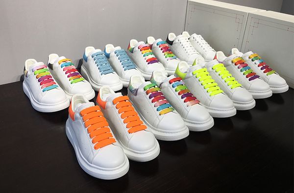 

2020 new luxury white sneakers men's and women's leather tail shoes brand british designer thick-soled casual shoes sparkling with, Black