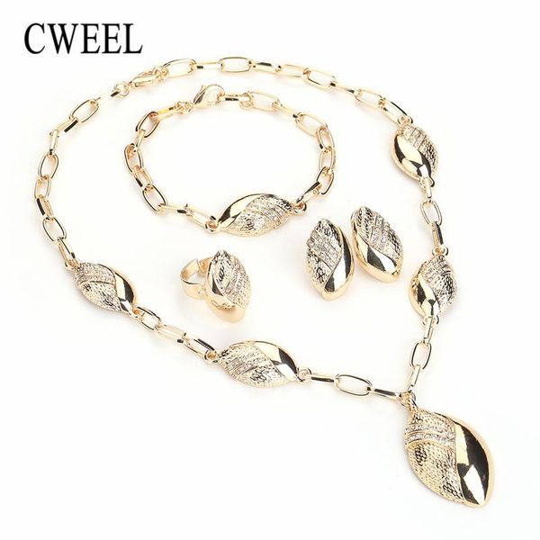 

вся распродажаCWEEL Свадебный Золотой Цвет Ювелирные Наборы Для Женщин Моды Нигери